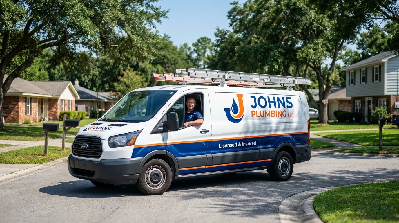 Johns Plumbing LLC service van in Hephzibah, GA
