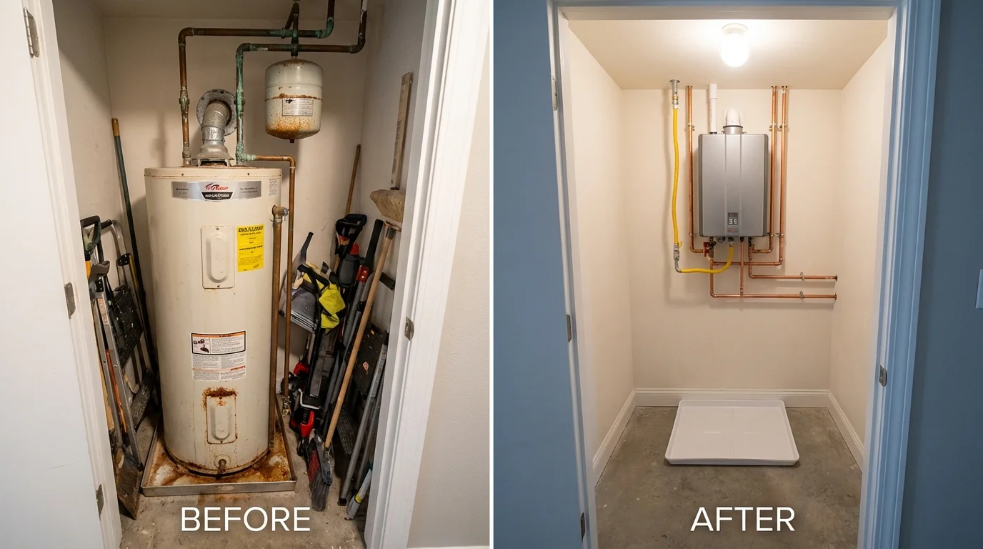 Tank water heater versus wall-mounted tankless unit comparison for Hephzibah, GA homeowners