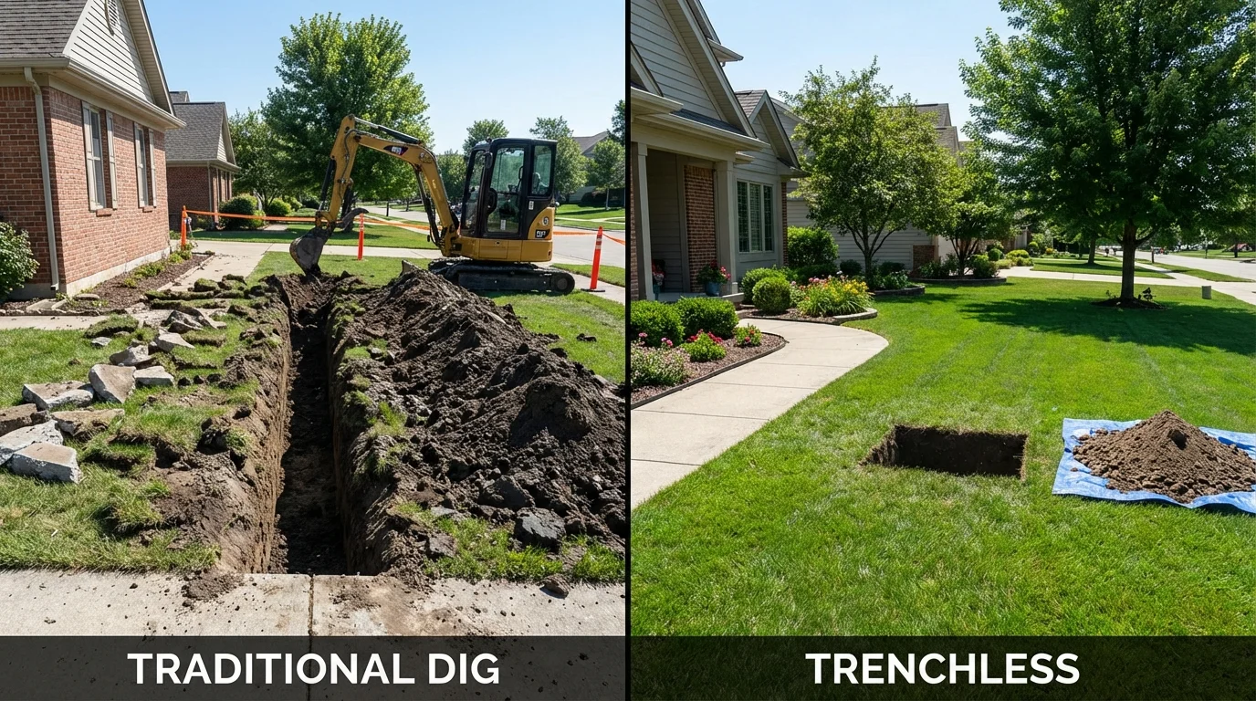Trenchless sewer repair with minimal yard damage versus traditional excavation in Hephzibah, GA